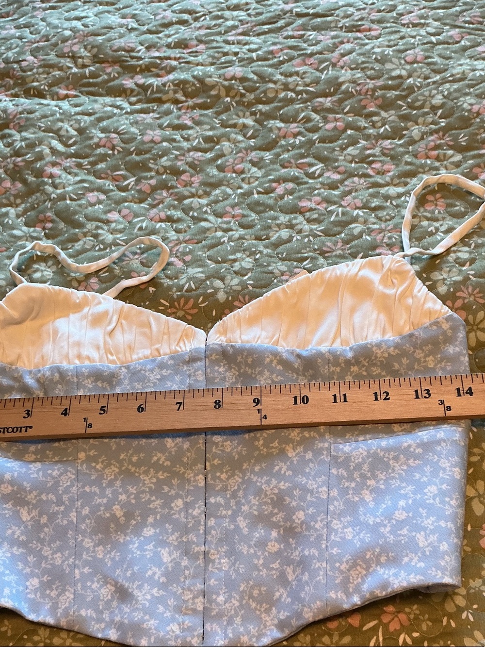 Rumored Light.  Blue Floral Bustier Crop Top S NWT - Picture 6 of 9
